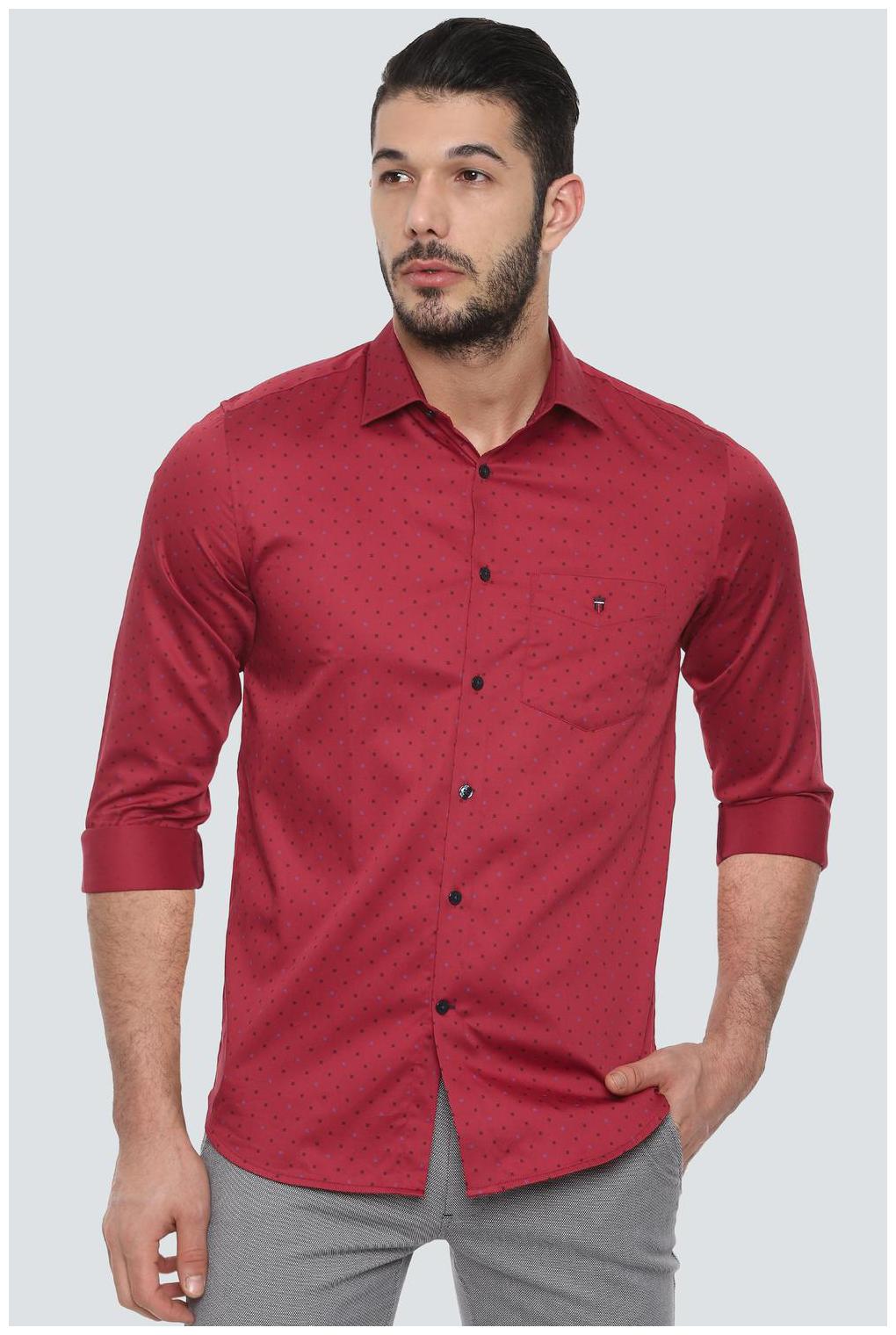 

Louis Philippe Men Red Printed Slim Fit Casual Shirt