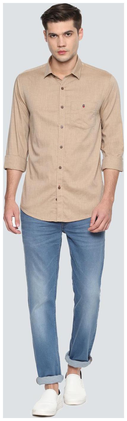 

Louis Philippe Men Brown Solid Super Slim Fit Casual Shirt