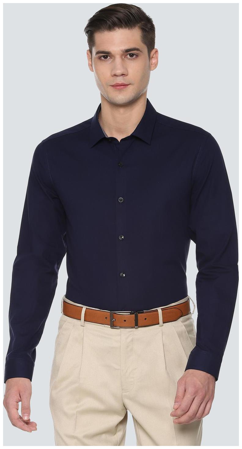 

Louis Philippe Men Blue Weaved Super Slim Fit Casual Shirt