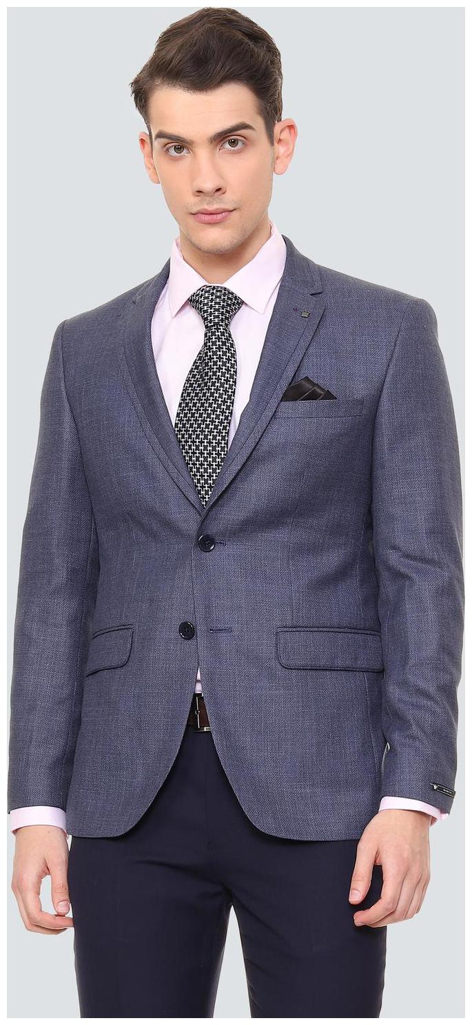 

Louis Philippe Men Blue Textured Slim fit Single Breasted Blazer