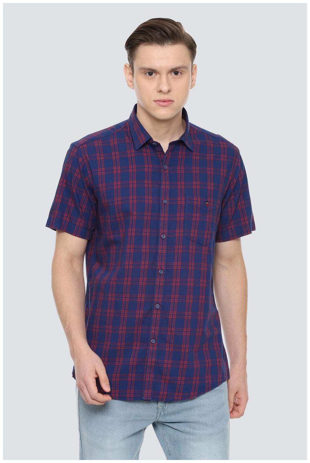 

Louis Philippe Men Blue Checked Slim Fit Casual Shirt