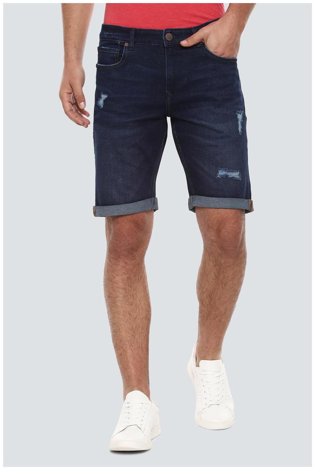 

Louis Philippe Men Blue Slim Fit Denim Shorts