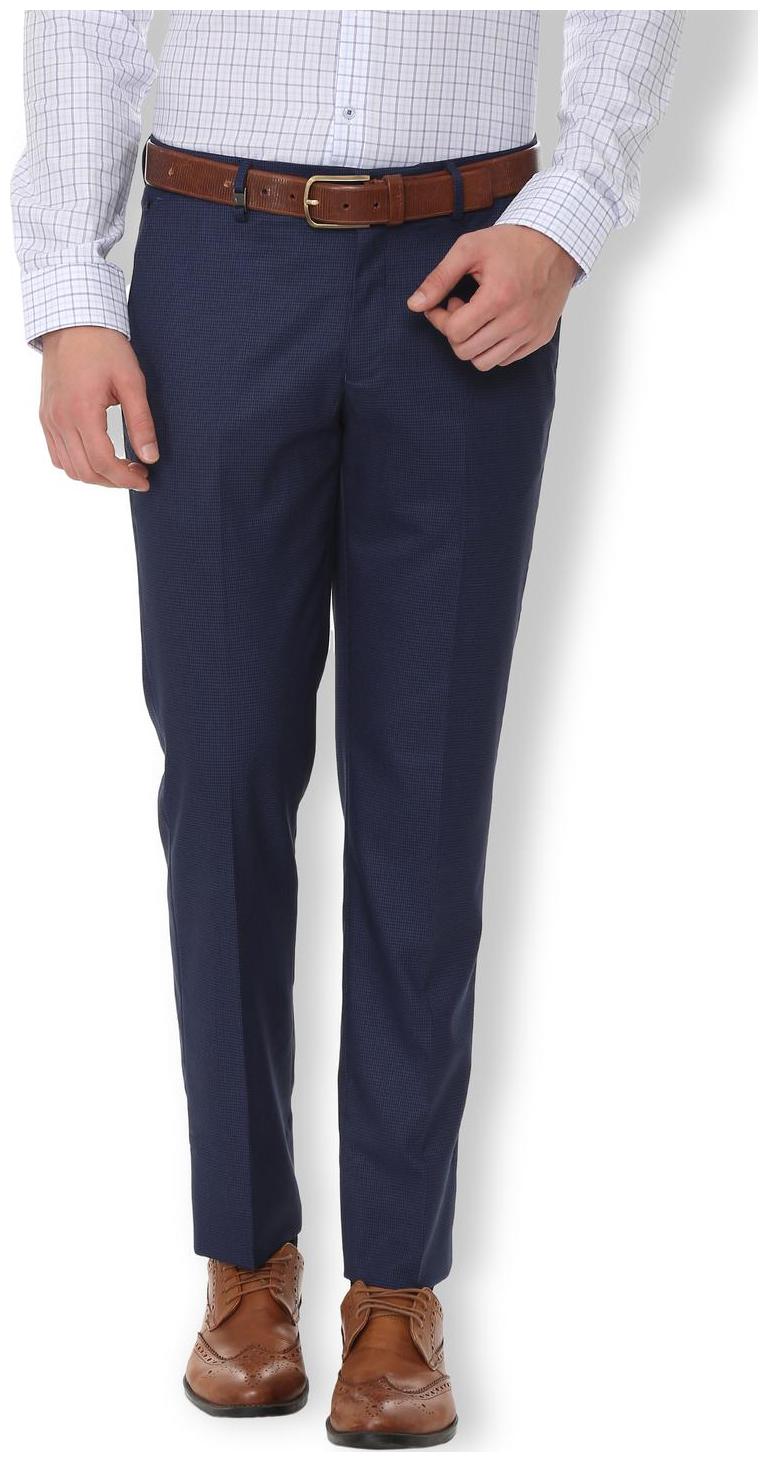 

Louis Philippe Men Textured Slim Fit Formal Trouser - Blue