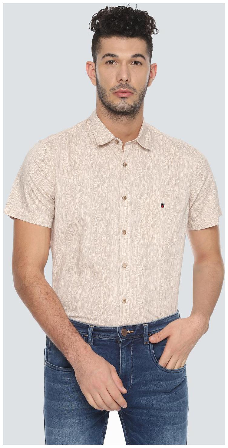 

Louis Philippe Men Beige Printed Slim Fit Casual Shirt