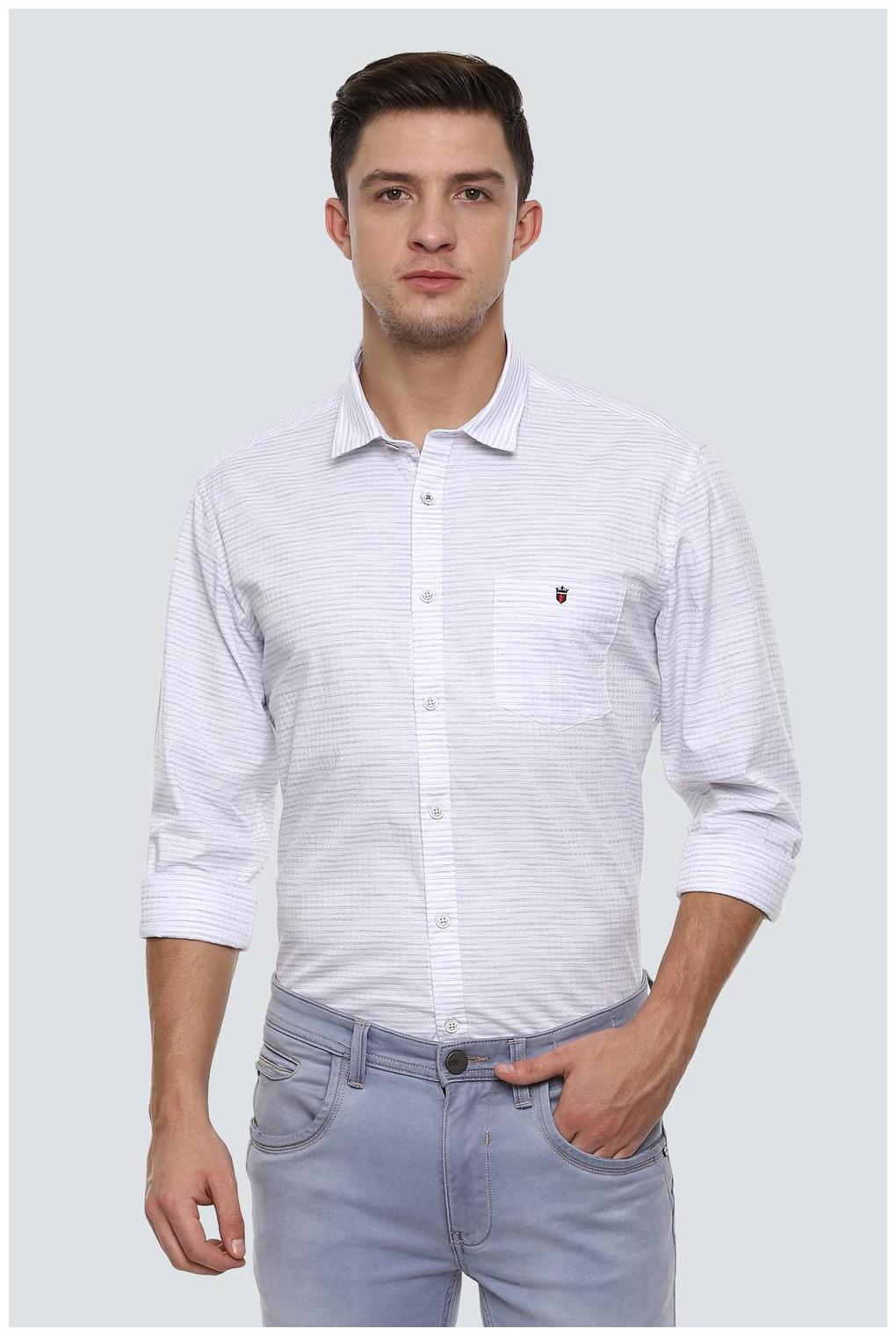 

Louis Philippe Men Blue Horizontal Stripes Slim Fit Casual Shirt