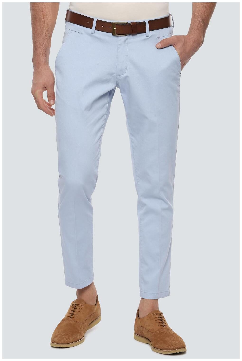 

Louis Philippe Men Blue Textured Slim fit Regular trousers
