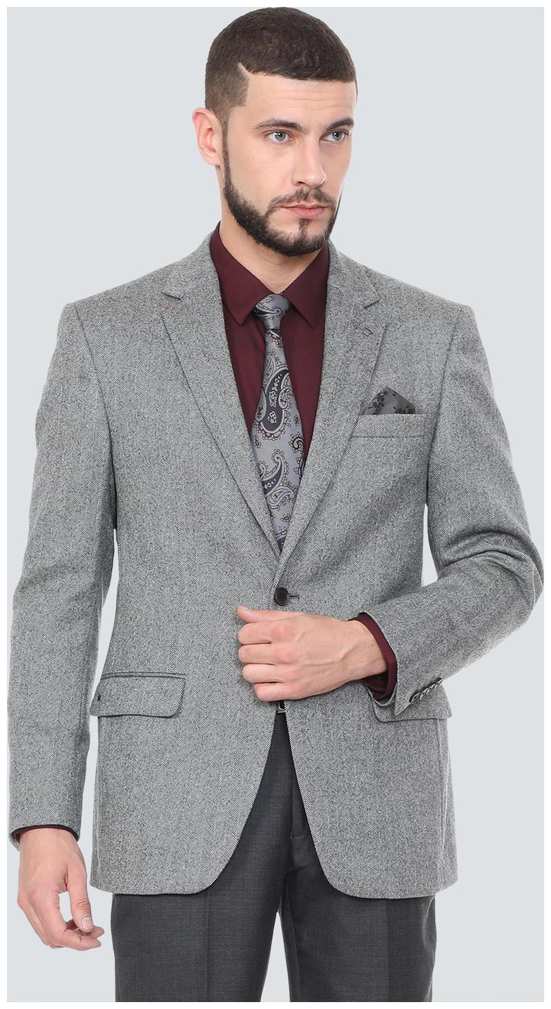 

Louis Philippe Men Grey Textured Regular fit Single Breasted Blazer