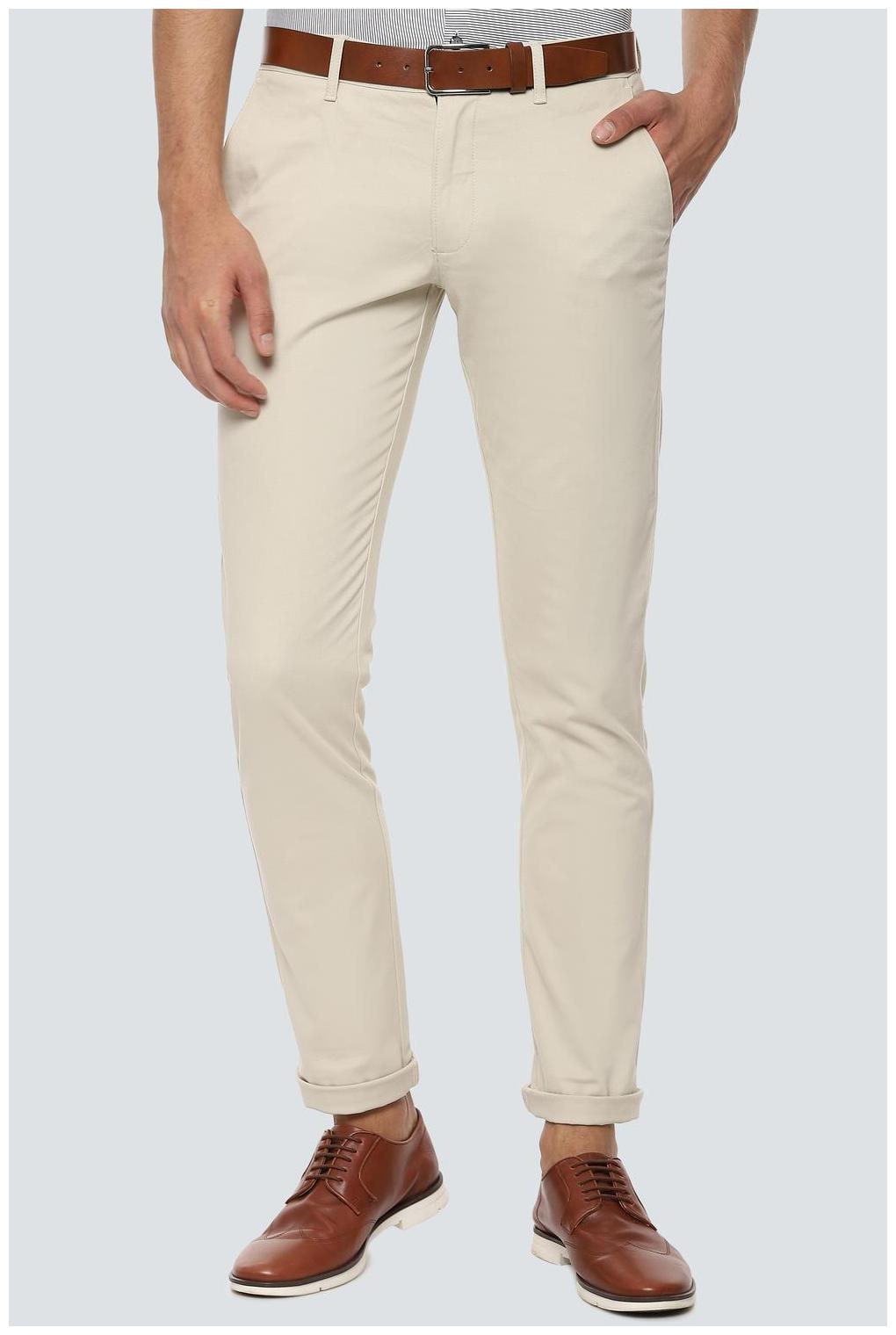 

Louis Philippe Men Beige Solid Slim fit Regular trousers