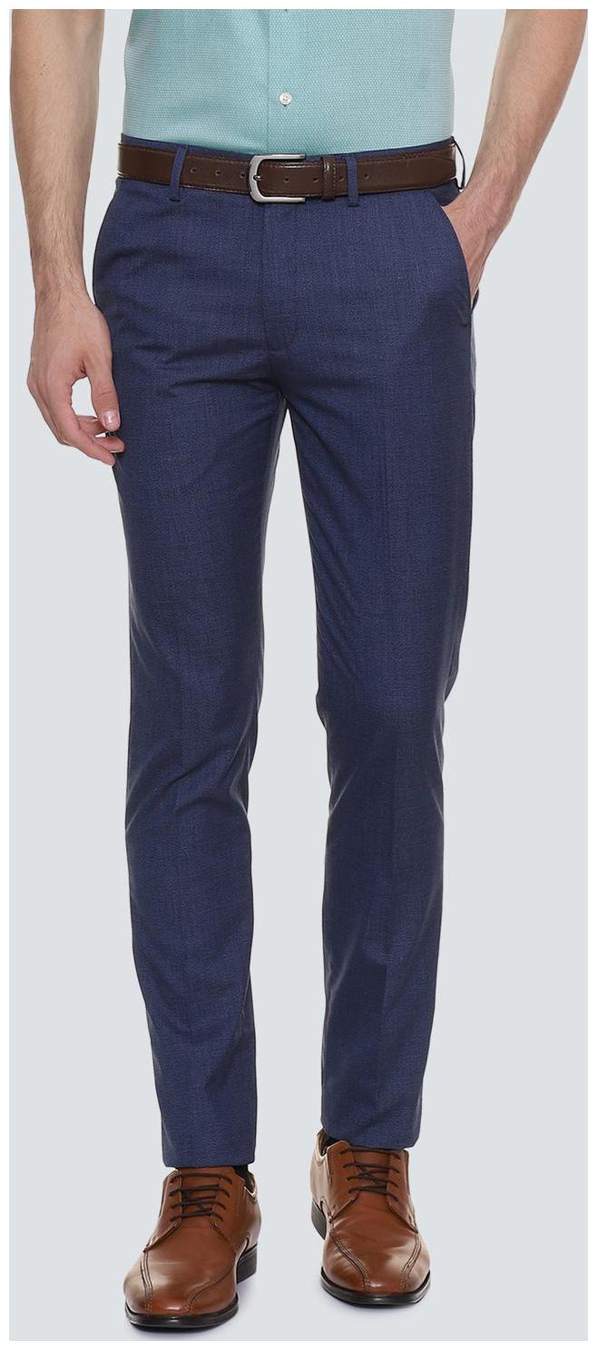 

Louis Philippe Men Textured Slim Fit Formal Trouser - Blue