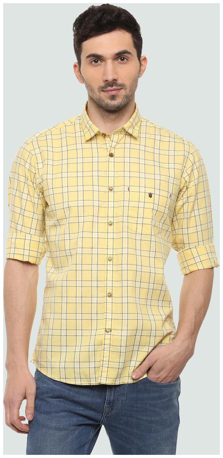 

Louis Philippe Men Yellow Checked Slim Fit Casual Shirt