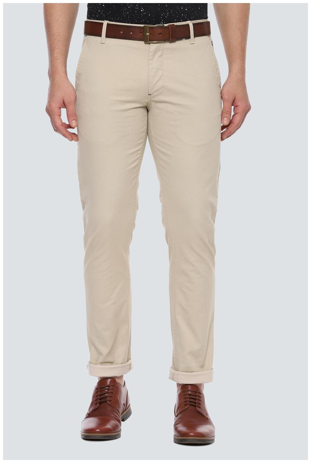

Louis Philippe Men Beige Solid Slim fit Regular trousers