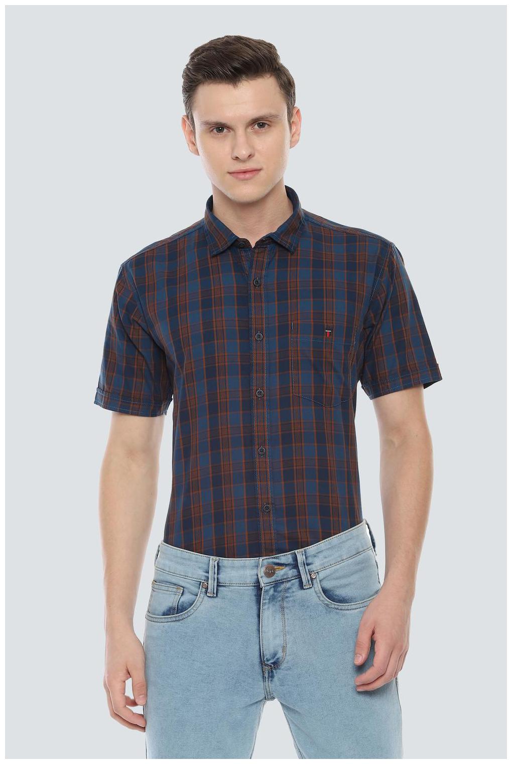 

Louis Philippe Men Blue Checked Slim Fit Casual Shirt