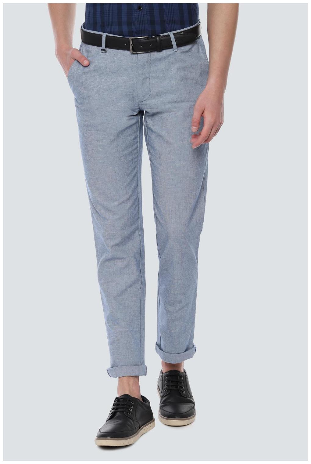 

Louis Philippe Men Blue Textured Slim fit Regular trousers