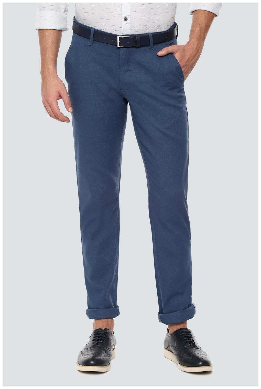 

Louis Philippe Men Blue Textured Slim fit Regular trousers