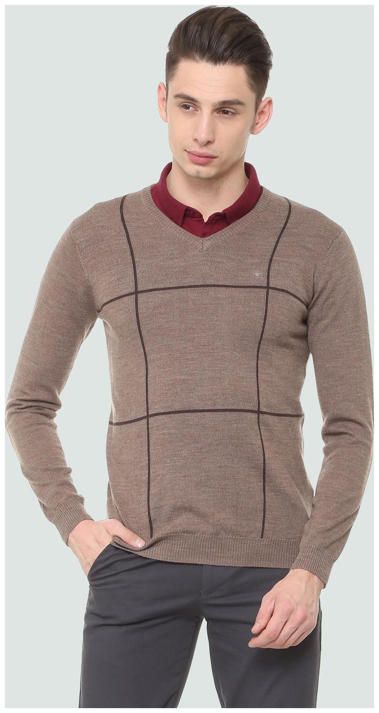 

Louis Philippe Men Brown V neck Pullover