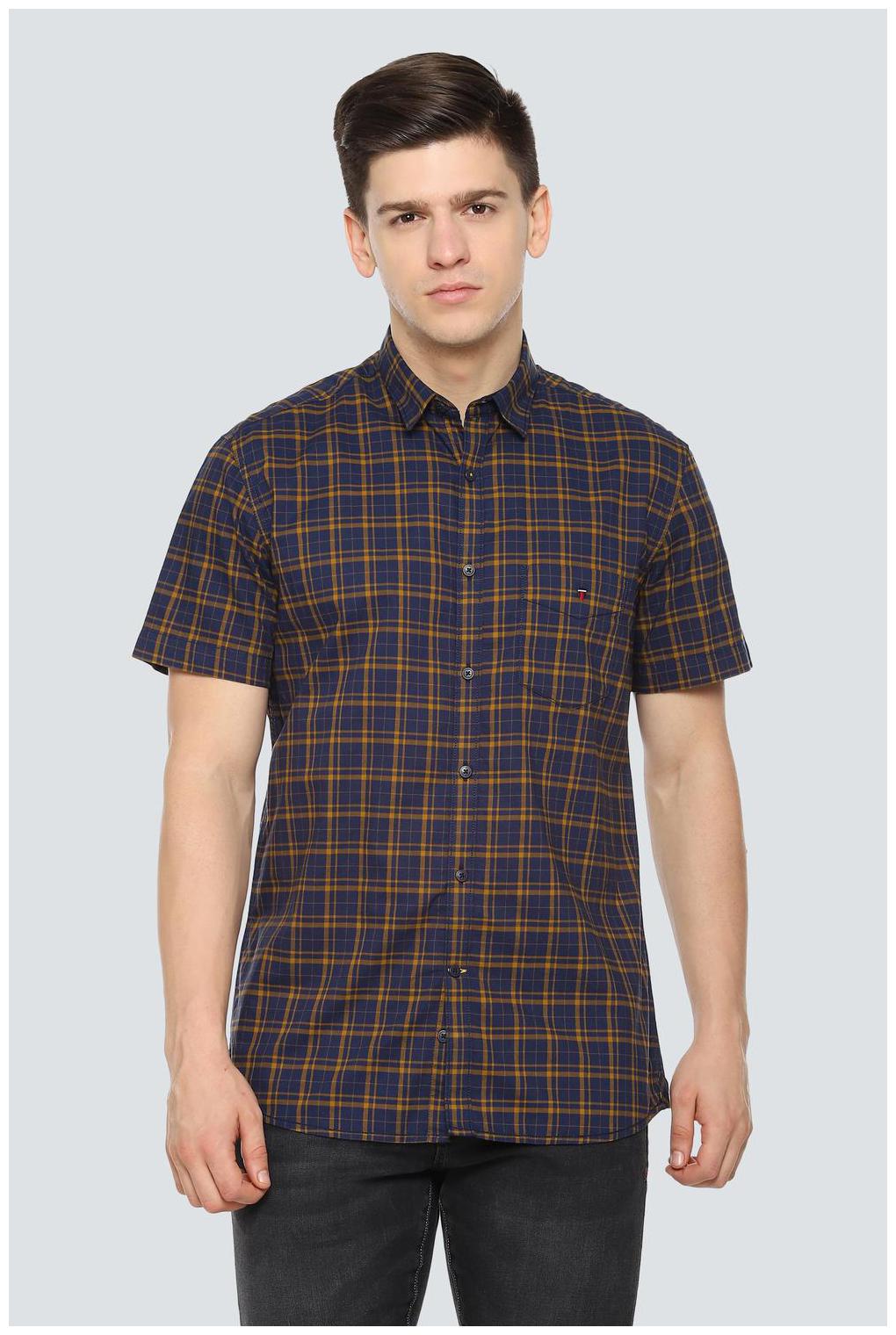 

Louis Philippe Men Blue Checked Slim Fit Casual Shirt