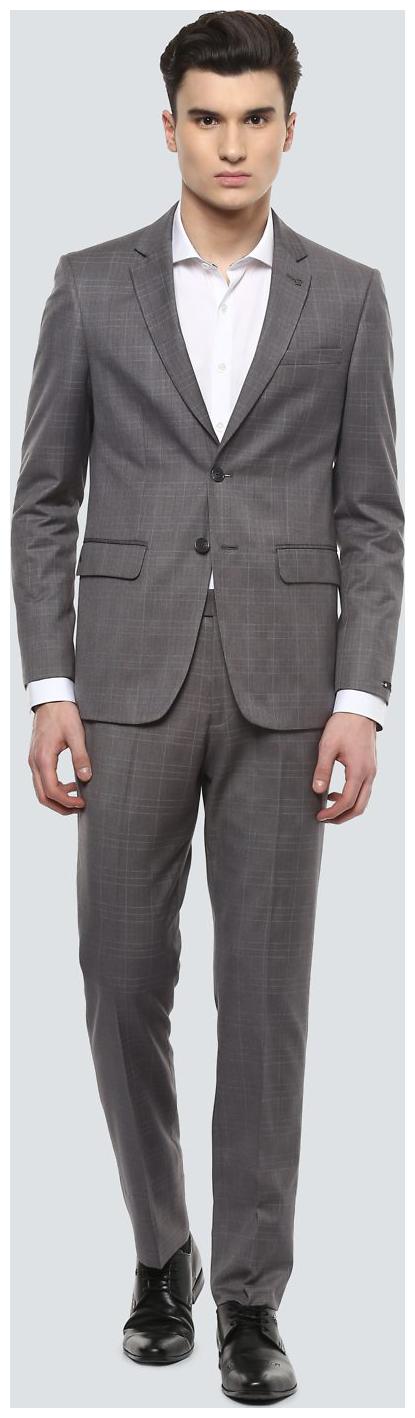 

Louis Philippe Grey Two Piece Suit Blended Checked