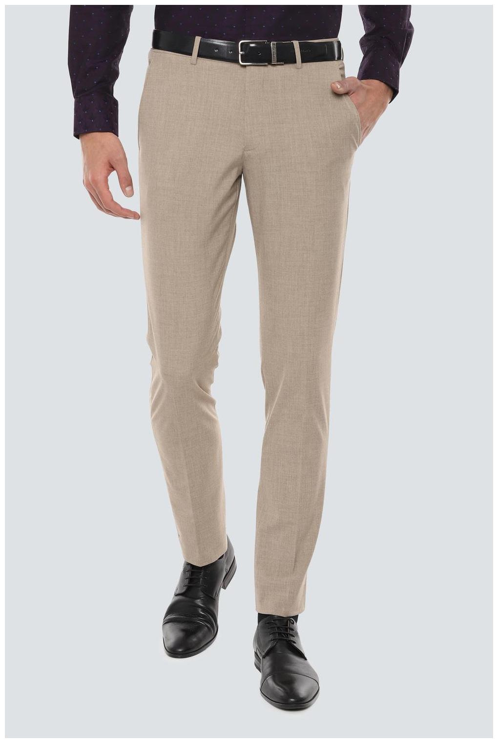 

Louis Philippe Men Solid Slim Fit Formal Trouser - Beige