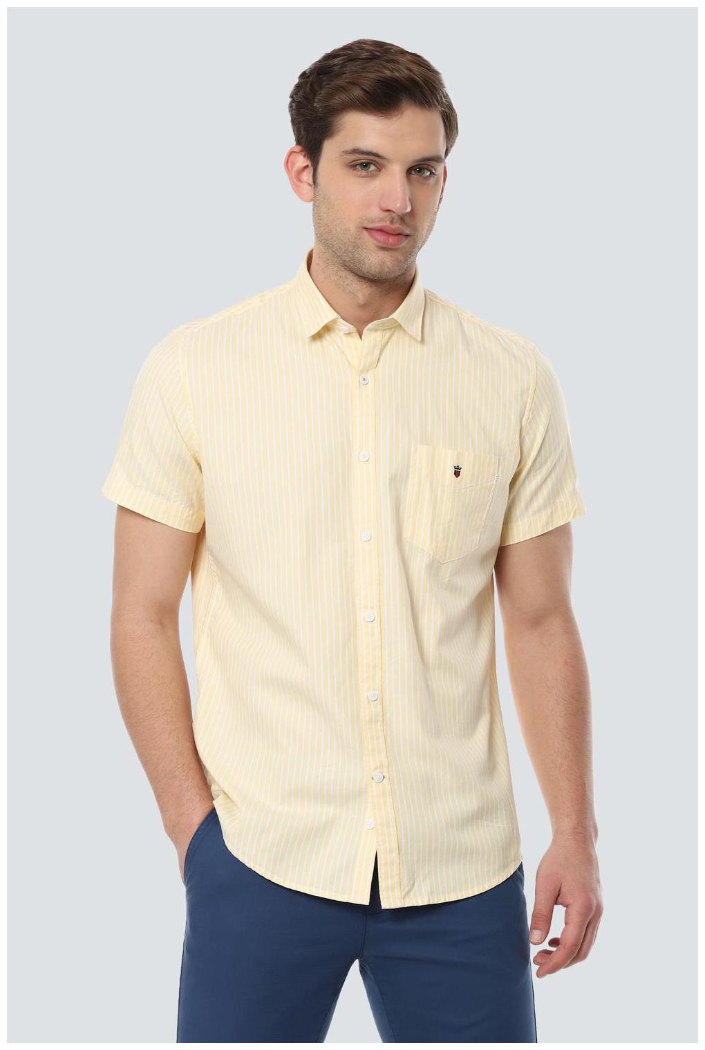 

Louis Philippe Men Yellow Vertical Stripes Slim Fit Casual Shirt