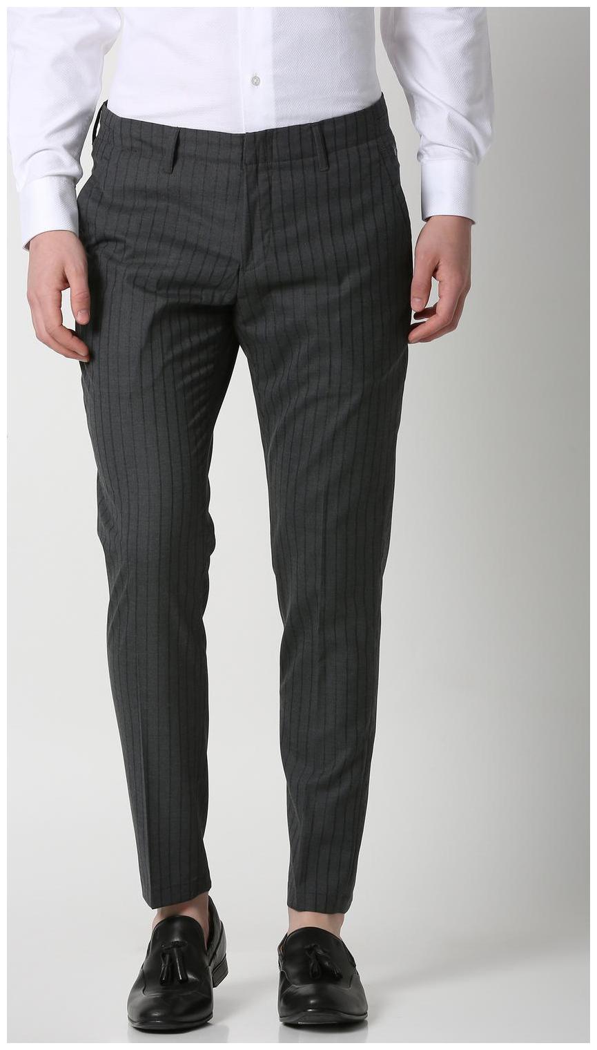 

Louis Philippe Men Black Striped Slim fit Regular trousers