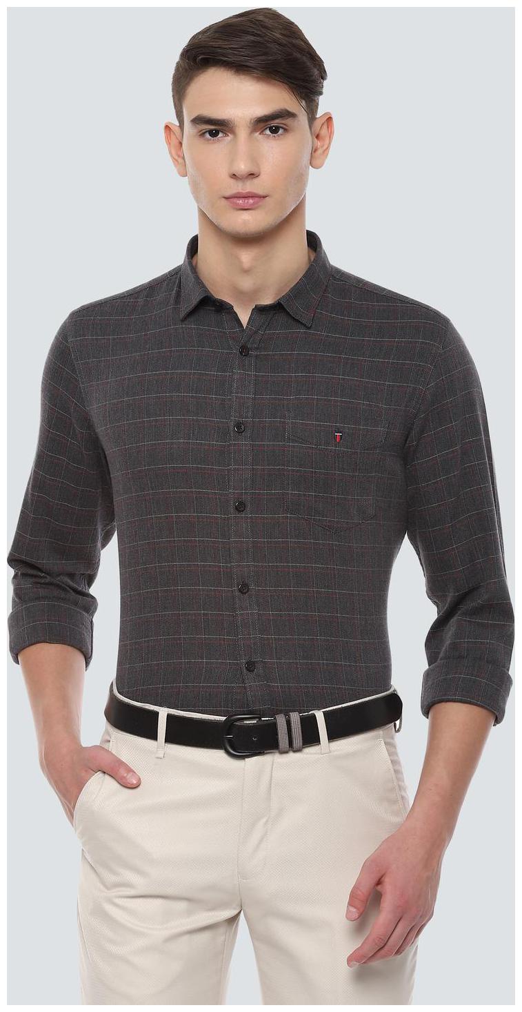 

Louis Philippe Men Grey Checked Super Slim Fit Casual Shirt