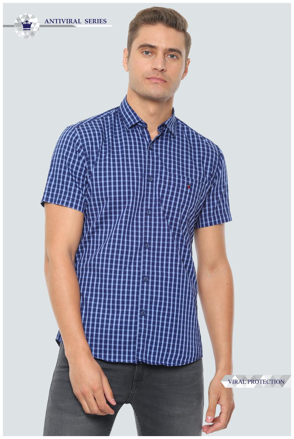 

Louis Philippe Men Blue Checked Slim Fit Casual Shirt