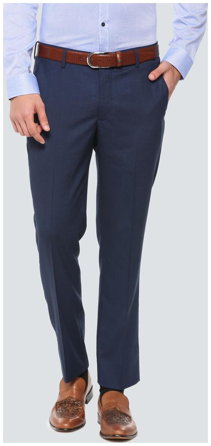 

Louis Philippe Men Solid Slim Fit Formal Trouser - Blue