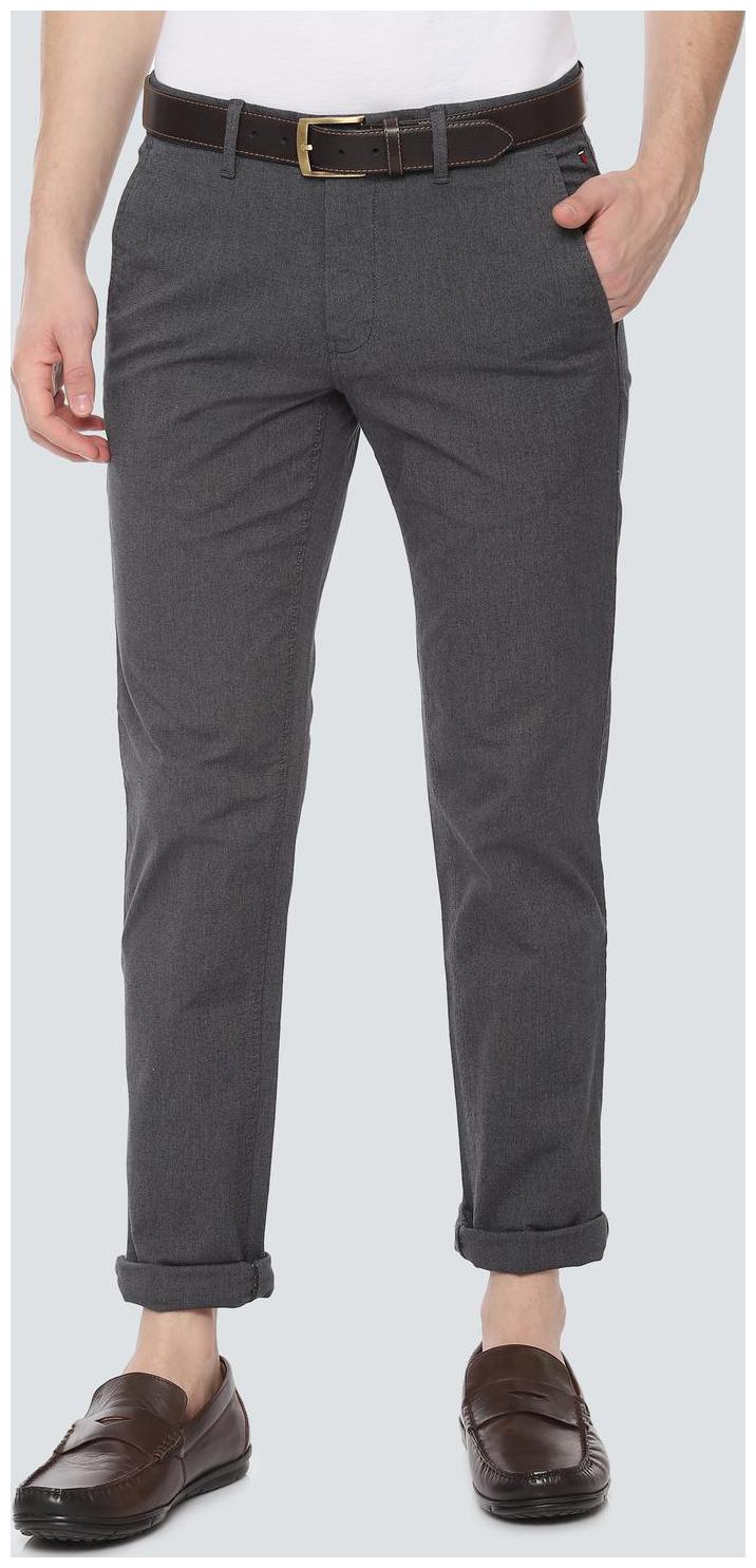 

Louis Philippe Men Grey Textured Slim fit Regular trousers