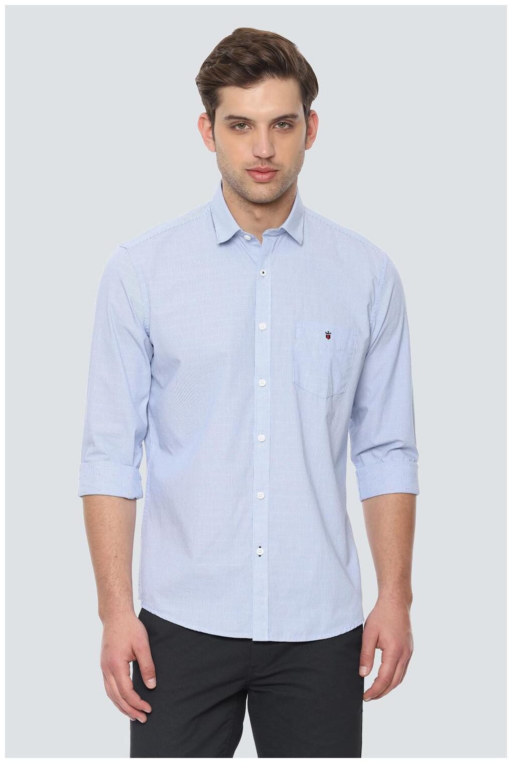 

Louis Philippe Men Blue Vertical Stripes Slim Fit Casual Shirt