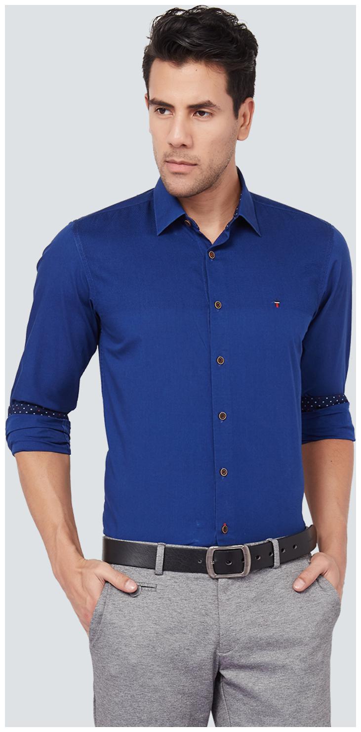 

Louis Philippe Men Blue Solid Slim Fit Casual Shirt