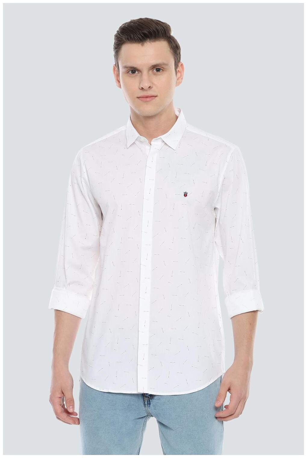 

Louis Philippe Men White Printed Super Slim Fit Casual Shirt