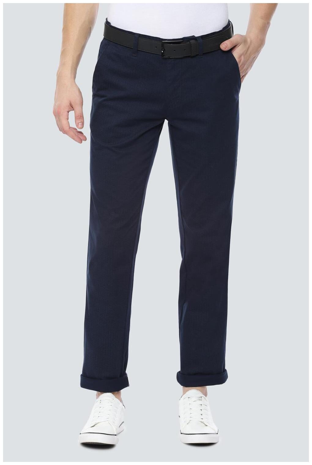 

Louis Philippe Men Blue Printed Slim fit Regular trousers