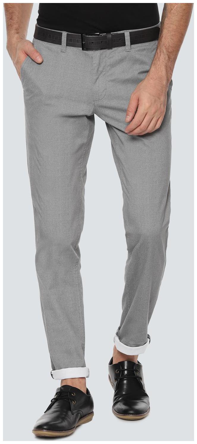 

Louis Philippe Men Grey Textured Slim fit Regular trousers