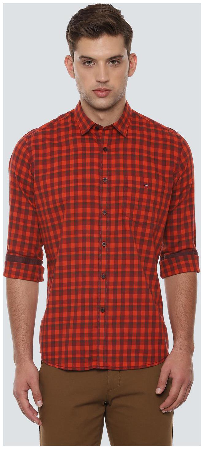 

Louis Philippe Men Red Checked Slim Fit Casual Shirt