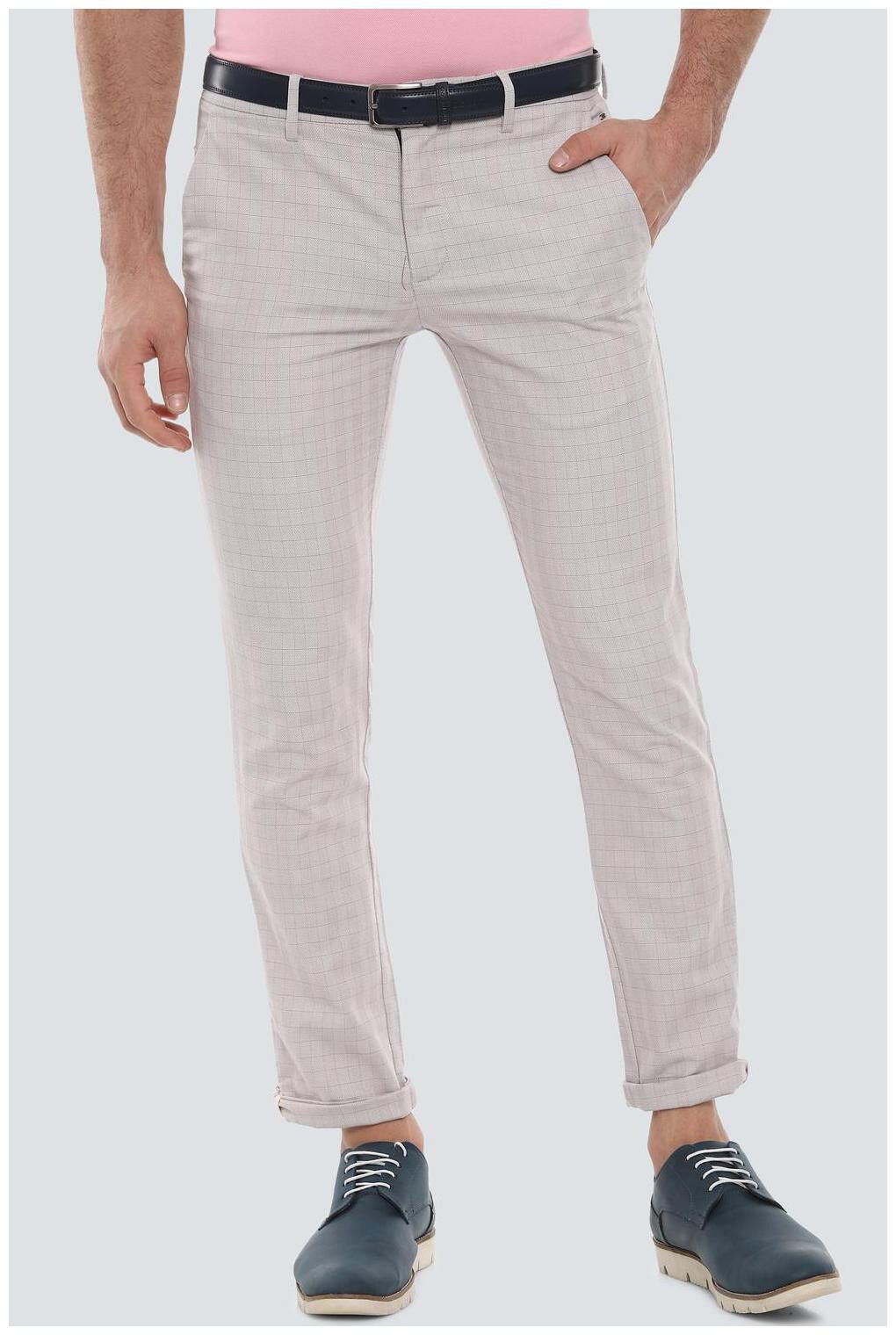 

Louis Philippe Men Beige Checked Slim fit Regular trousers
