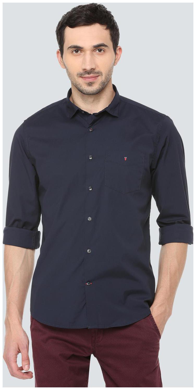 

Louis Philippe Men Blue Solid Super Slim Fit Casual Shirt