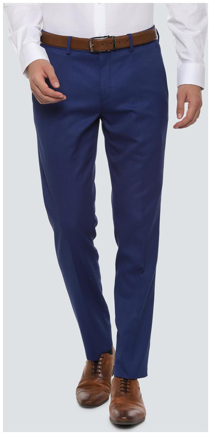 

Louis Philippe Men Textured Slim Fit Formal Trouser - Blue