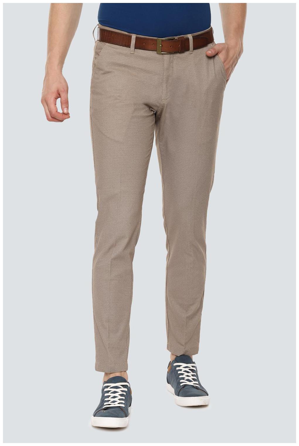 

Louis Philippe Men Beige Printed Slim fit Regular trousers