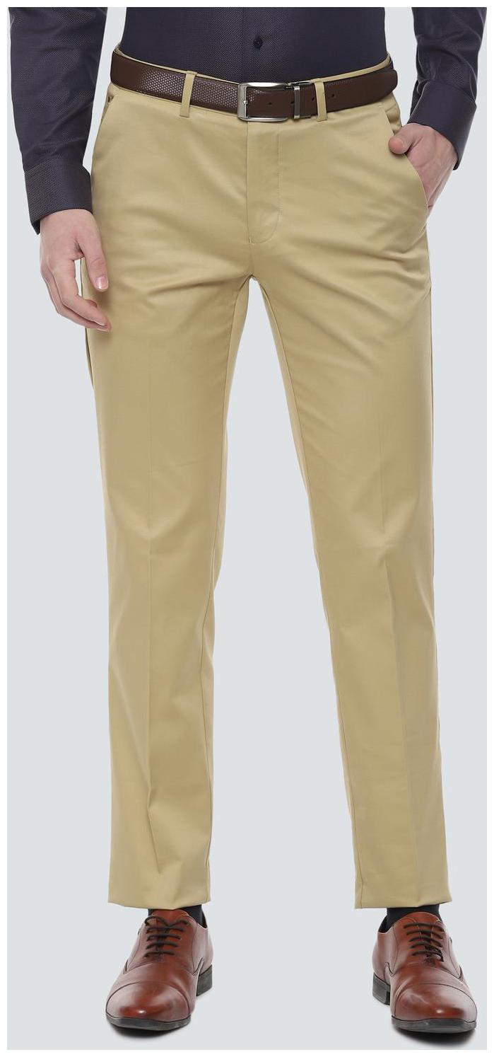 

Louis Philippe Men Solid Slim Fit Formal Trouser - Beige
