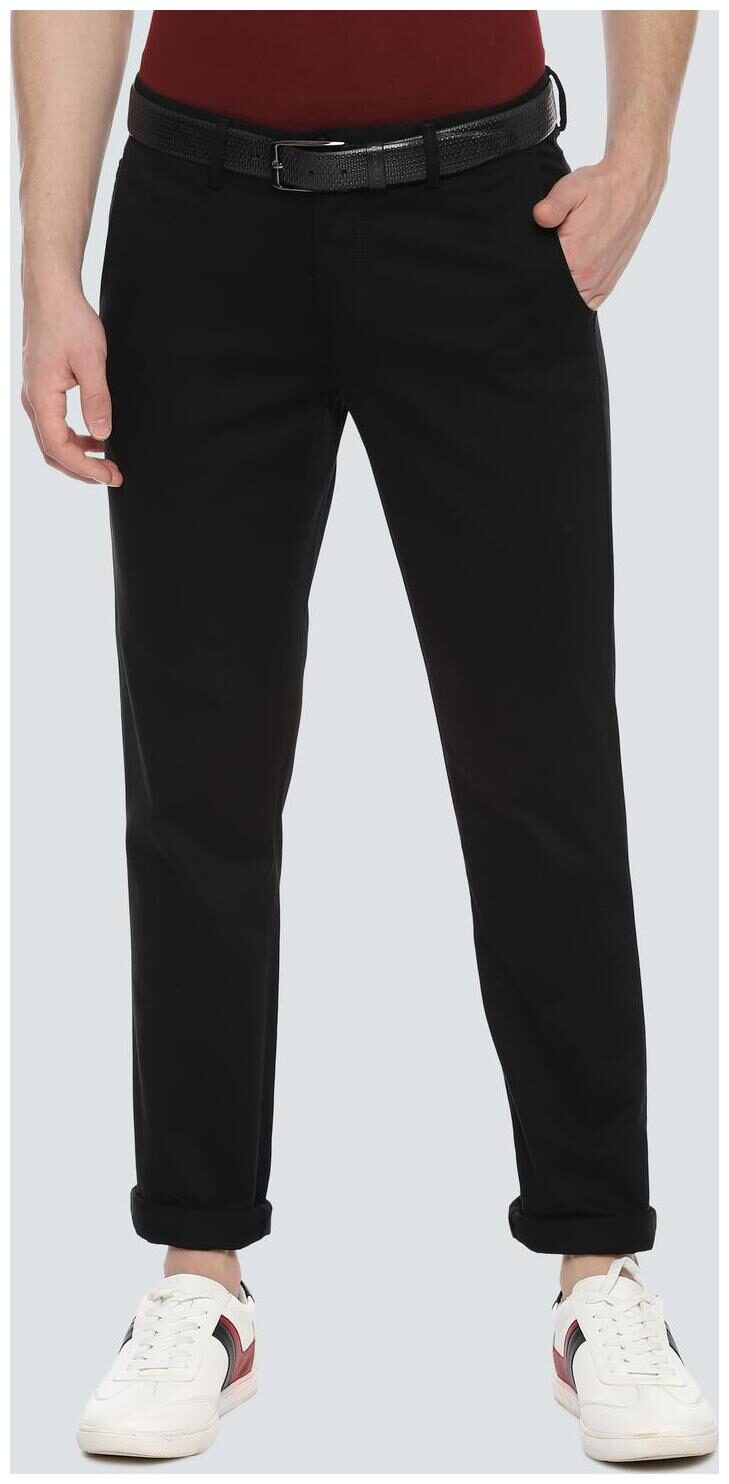 

Louis Philippe Men Black Solid Slim fit Regular trousers