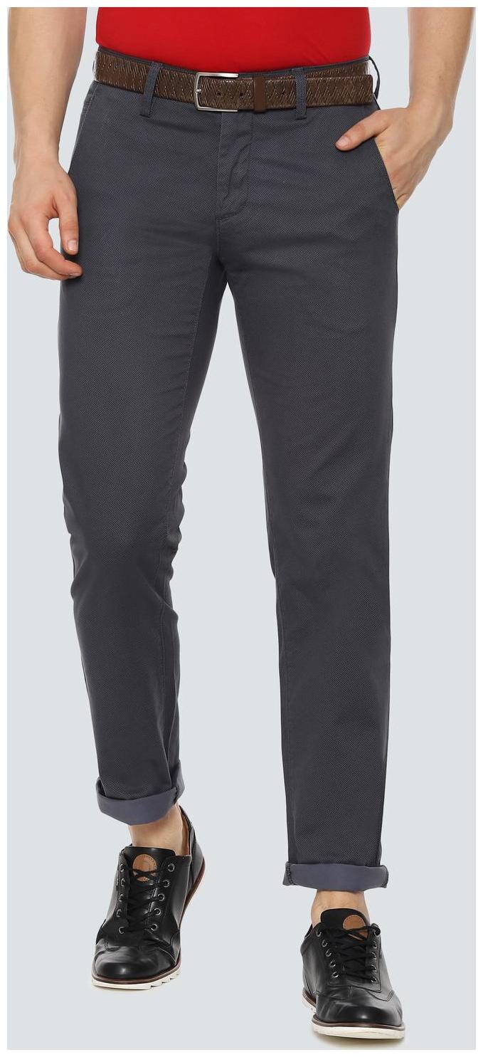 

Louis Philippe Men Grey Printed Slim fit Regular trousers
