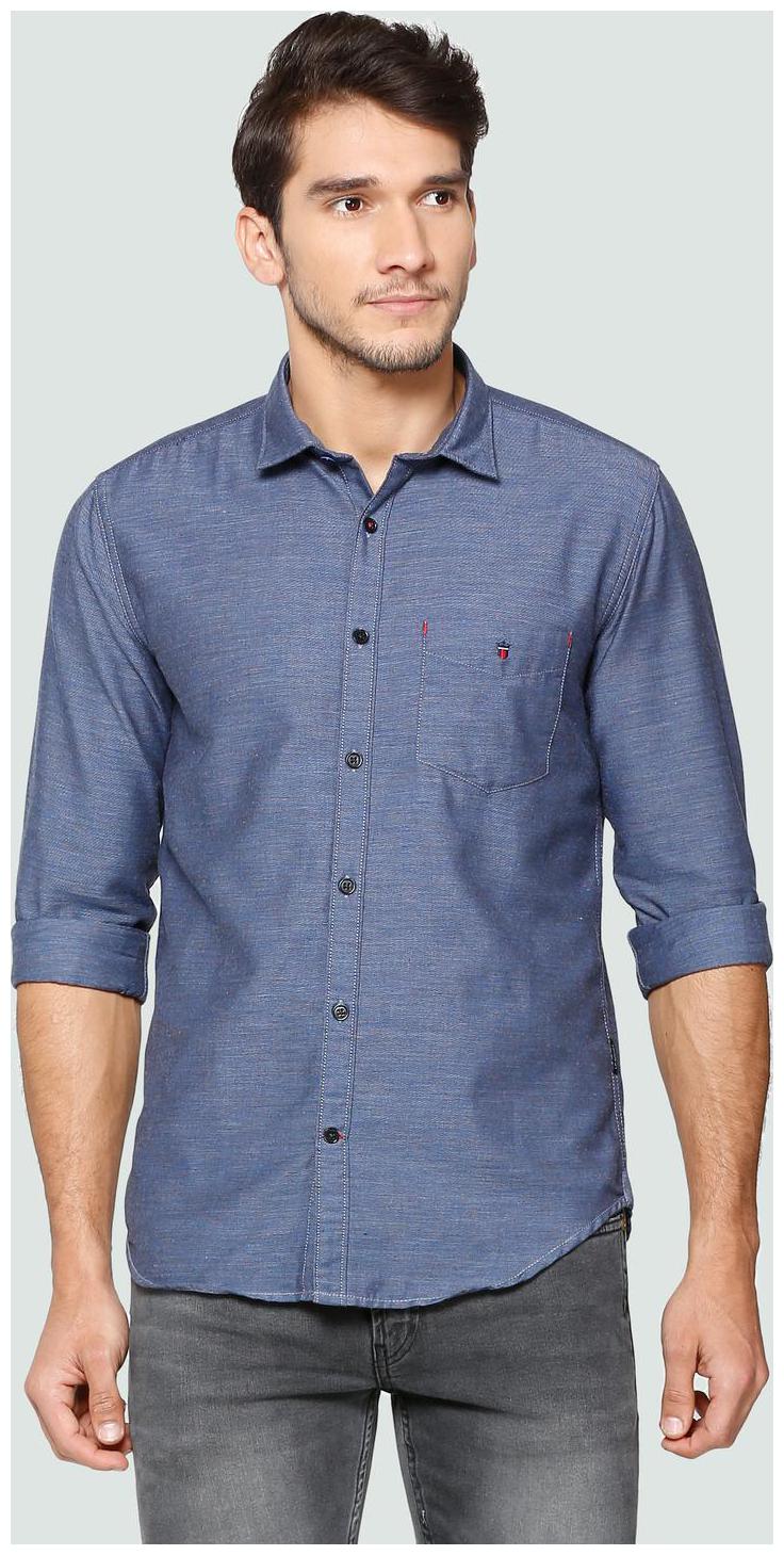 

Louis Philippe Men Blue Solid Super Slim Fit Casual Shirt