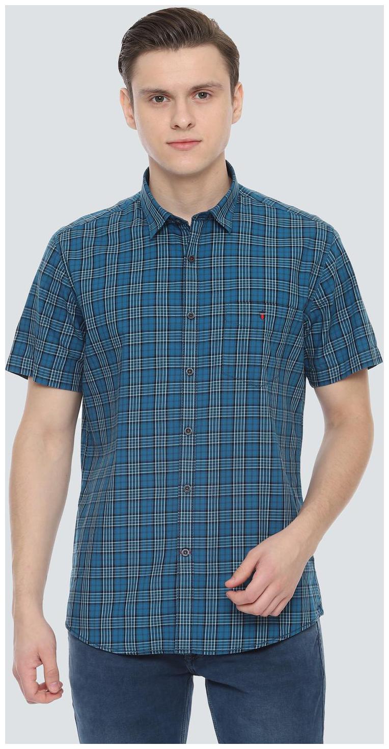 

Louis Philippe Men Blue Checked Slim Fit Casual Shirt