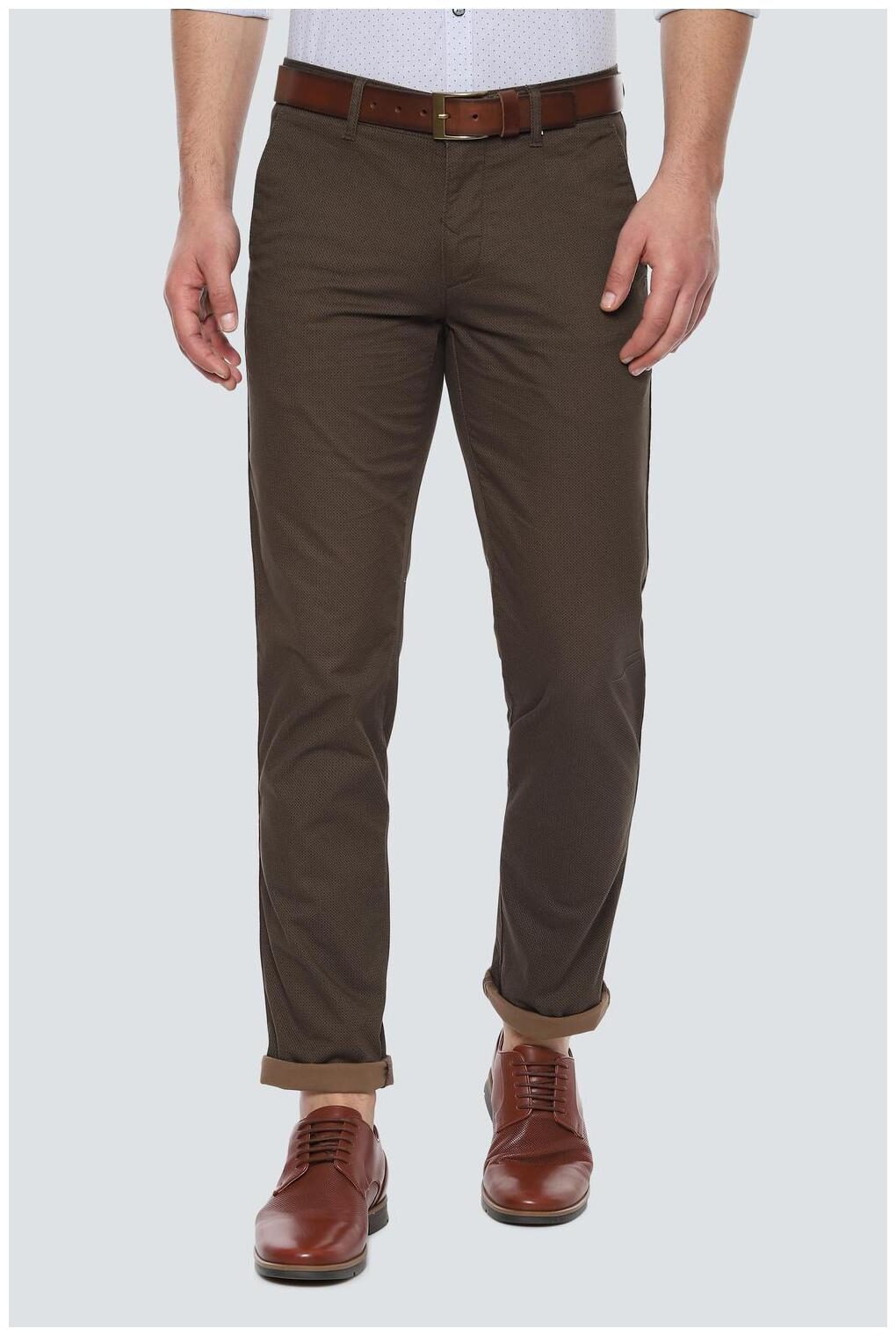 

Louis Philippe Men Brown Printed Slim fit Regular trousers