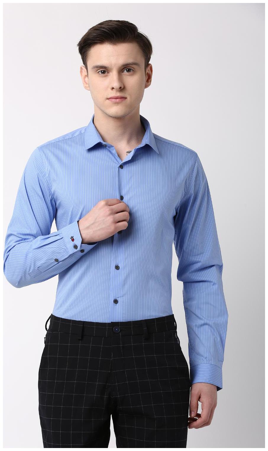 

Louis Philippe Men Super slim fit Formal Shirt - Blue