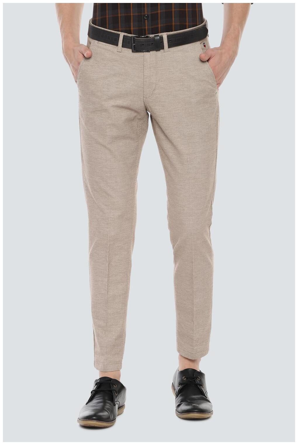 

Louis Philippe Men Beige Textured Slim fit Regular trousers