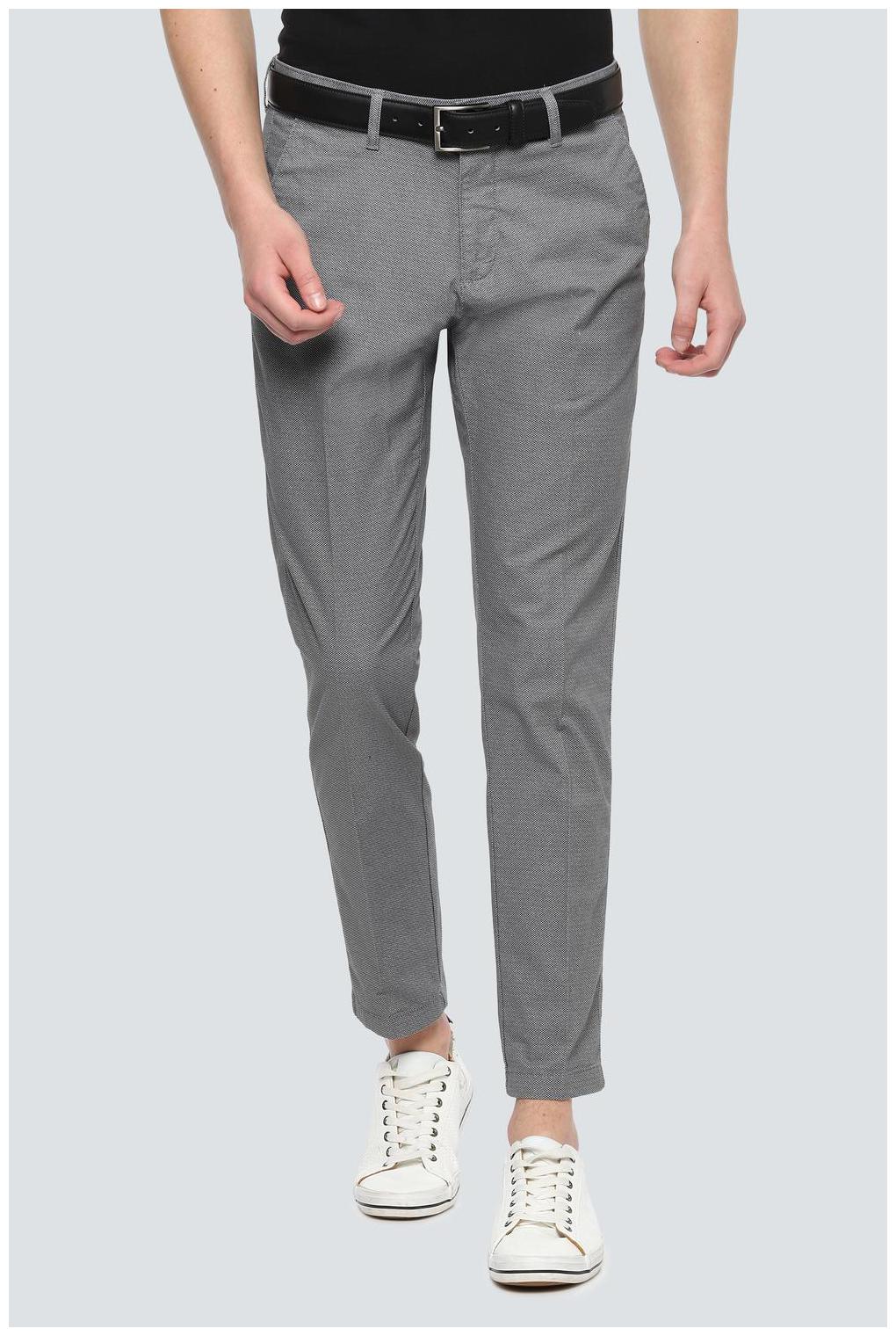 

Louis Philippe Men Grey Textured Slim fit Regular trousers