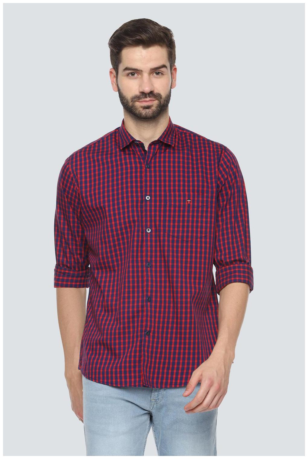 

Louis Philippe Men Blue Checked Slim Fit Casual Shirt