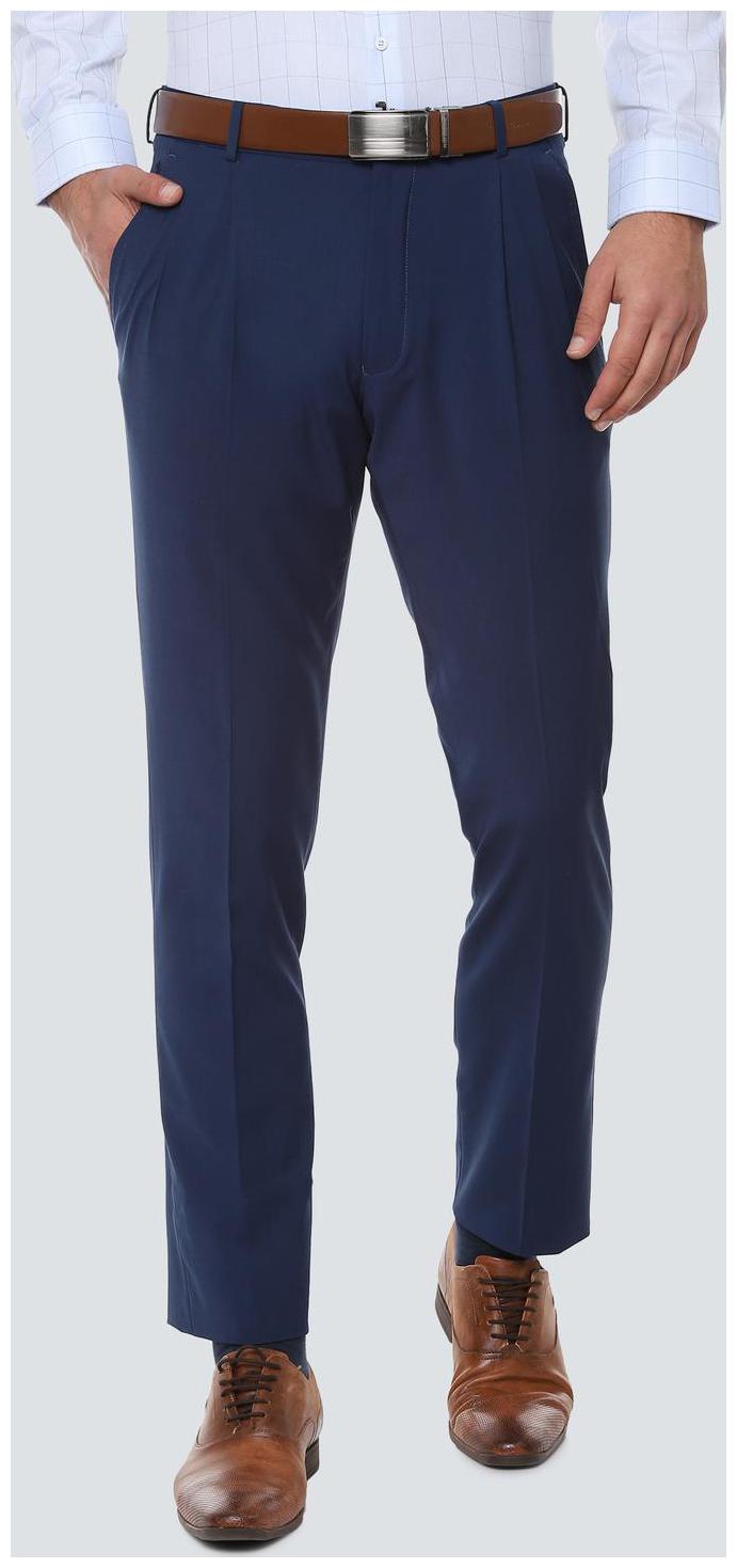 

Louis Philippe Men Blue Textured Regular fit Regular trousers