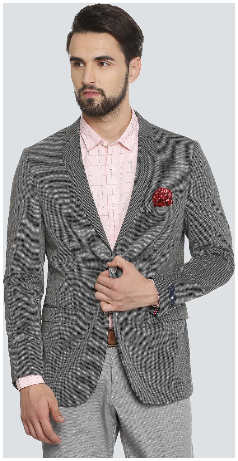 

Louis Philippe Men Grey Textured Slim fit Single Breasted Blazer